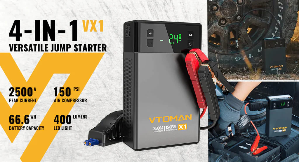 VTOMAN powerbanka na startování auta X1 18000mAh 2500A 4